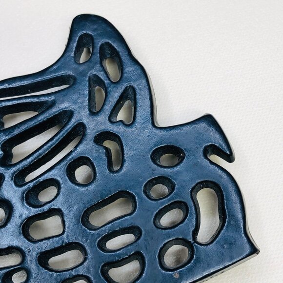 Vintage Black Enamel Cast Iron Chicken Trivet: Farmhouse Kitchen Decor - Picture 4 of 10